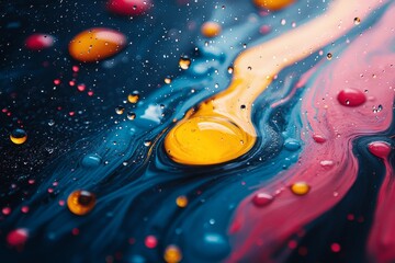 a vibrant abstract design featuring red, orange, blue, and yellow, adorned with a tactile texture. b