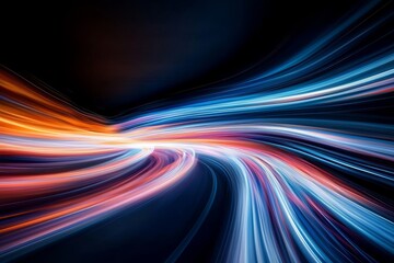 Wall Mural - long exposure photo capturing light trails in the tunnel