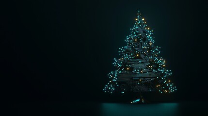The digital depiction of a Christmas tree, crafted in a sleek, high-tech style