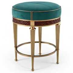 Poster - Art Deco Bar Stool with Gold and Jewel Tones on a white background