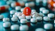 © TensorSpark - Pills with exclamation mark symbolize drug interactions and side effects.