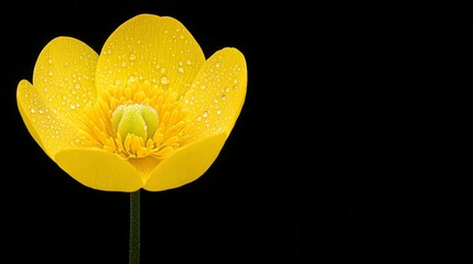 Wall Mural - A yellow flower with water droplets on it