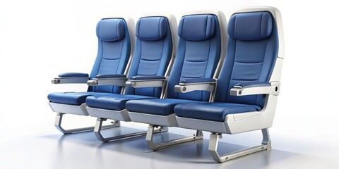 Wall Mural - Four Airplane Seats on White Background