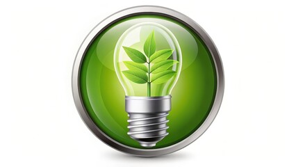 Wall Mural - Green Energy Lightbulb Icon