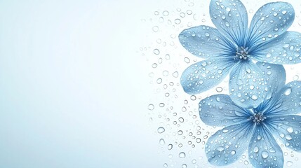 Canvas Print - A blue flower with water droplets on a white background