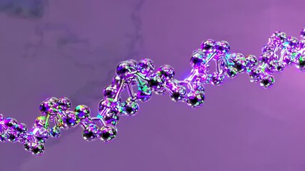 Poster - molecular structures forming and shifting, with transparent liquid-like connections and glowing particles