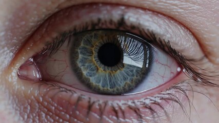 Poster -  a animal’s eye with intricate reflections and slight pupil dilation, creating an intense and mesmerizing wildlife effect