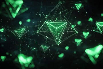 Wall Mural - green crypto network, abstract background