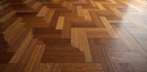 Wall Mural - Rich brown parquet laminate, wood grain detail, surface, pattern, material