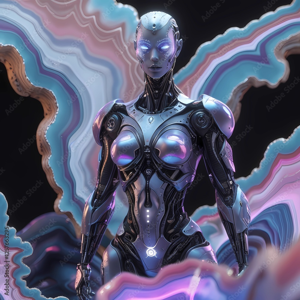 cyborg, 3d fractals, dreamy, agate, 3D modeling, unreal engine, ultra ...
