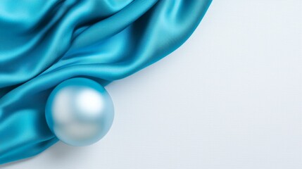 Sticker - A blue pearl on a blue satin background