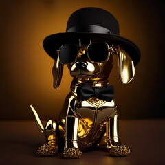 Sticker - 3d render of a man with a gold coin