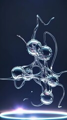 Poster - glowing molecular structures merging and shifting, with soft energy pulses and misty trails creating a futuristic