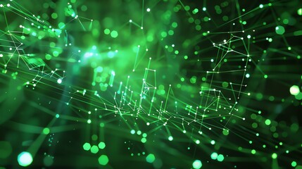 Wall Mural - elegant green background with glowing particles.