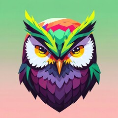 Sticker - Vibrant Owl: A Colorful Masterpiece