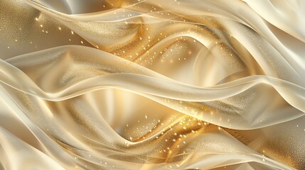 Wall Mural - Golden waves of silky satin.