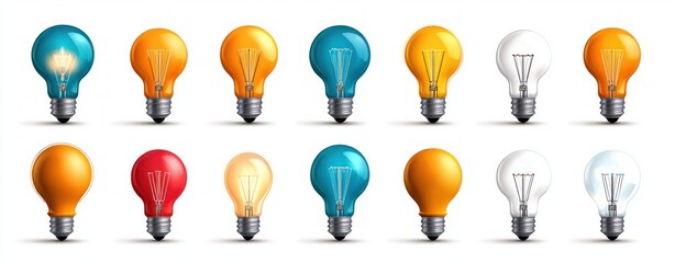 Poster - Colorful Light Bulbs Collection for Creative Design and Inspiration in Various Shades