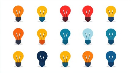 Poster - Colorful Light Bulb Set Featuring Various Bright Shades and Unique Designs