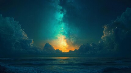 Wall Mural - a blue background with stars and clouds in a stock image