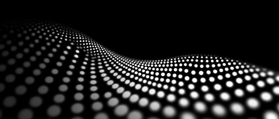 Fototapete - Abstract Black and White Wave Pattern with Dots Creating a Modern Digital Design