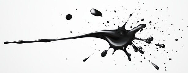 Poster - Dynamic Black Paint Splash on White Background Captivating Artistic Expression