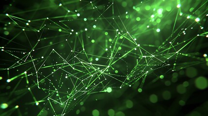 Wall Mural - abstract glowing green plexus background. plexus structure with many glowing dots and lines. futuris