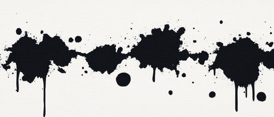Poster - Abstract Black Ink Splatter on White Canvas with Drips and Brush Strokes, Art Design