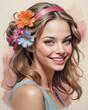 © NEERAJ - Ethereal watercolor portrait of a woman’s face blending seamlessly into a delicate flower petal, symbolizing femininity, nature, and poetic transformation for International Women’s Day, 8 March.