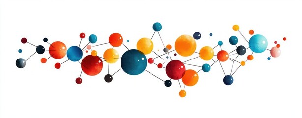Aufkleber - Colorful Abstract Molecular Structure with Vivid Spheres and Connecting Lines