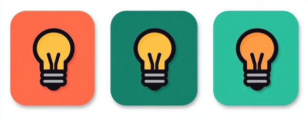 Poster - Colorful Light Bulb Icons Collection with Modern Flat Design for Creative Projects