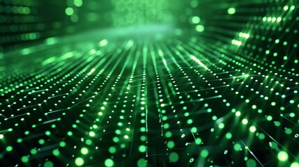 Wall Mural - abstract technology background with green glowing dots and lines. futuristic backdrop for high tech 