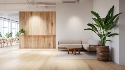 Poster - Modern Minimalist Interior Design with Natural Light and Indoor Plants
