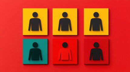 Aufkleber - Colorful Abstract Representation of Human Silhouettes on Bright Backgrounds