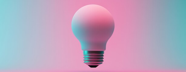 Aufkleber - Vibrant Colorful Light Bulb Against Gradient Pink and Blue Background for Creative Projects