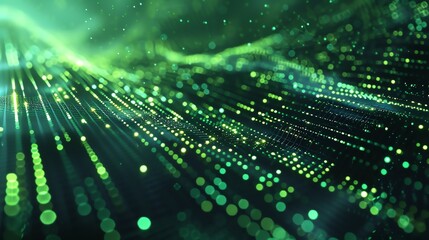 Wall Mural - abstract background of glowing particles. futuristic wave with many glowing dots.