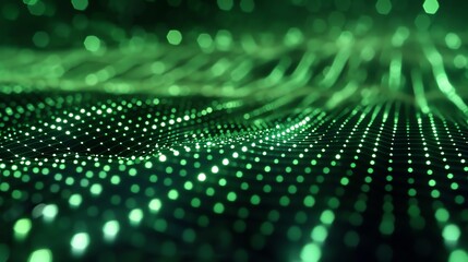 Wall Mural - abstract glowing green wave of particles. futuristic background. 3d rendering.