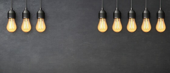 Poster - Vintage Light Bulbs Hanging Over Dark Background for Modern Home Decor Inspiration