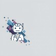 © Margarita Ratatosk - Simple robot character on light background with geometric shapes and abstract elements. Digital art design for technology, artificial intelligence and chatbot concept