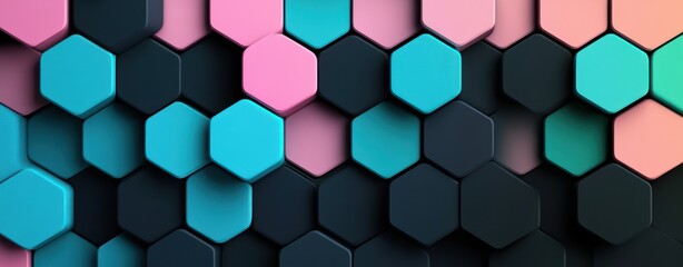 Leinwandbilder - Hexagonal Patterns in Vibrant Colors for Modern Design and Backgrounds