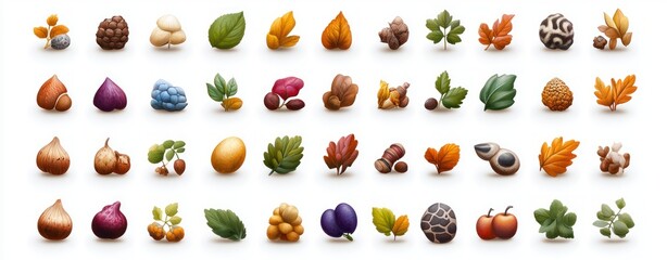 Wall Mural - Collection of Colorful and Diverse Natural Elements from Autumn and Winter Seasons