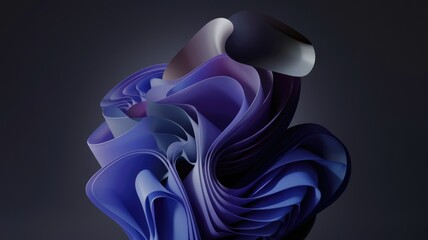 Poster - Abstract swirling purple and blue forms create a dynamic, visually captivating artwork.