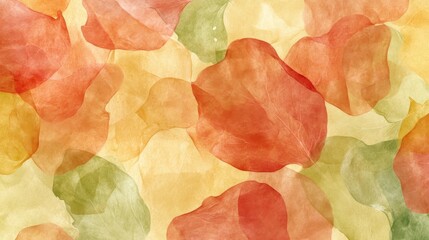 Wall Mural - A bunch of red and yellow leaves on a yellow background