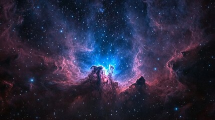 Wall Mural - a stock image of a blue space scene complete with stars and clouds