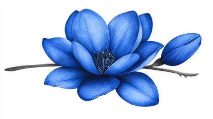 Wall Mural - A blue flower on a white background