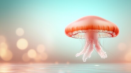 Poster - A pink jellyfish floating on top of a body of water