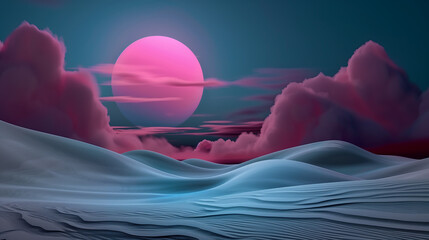 Wall Mural - enchanting desert under a celestial sky with a glowing orb. a perfect mystical backdrop for modern d