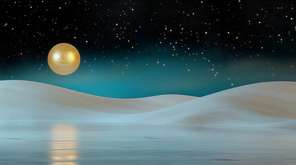 Wall Mural - night sky with stars. fantasy nightscape with glowing stars and a radiant orb. ideal for modern wall