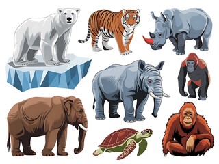  Endangered Species Icon Set for World Wildlife Day