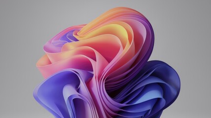 Poster - Abstract swirling layers of vibrant purple, pink, and orange hues create a dynamic, 3D floral form.