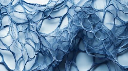 Abstract blue mesh with intricate cell pattern
